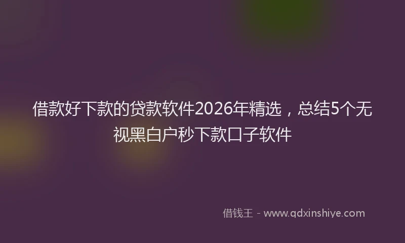 借款好下款的贷款软件2026年精选，总结5个无视黑白户秒下款口子软件