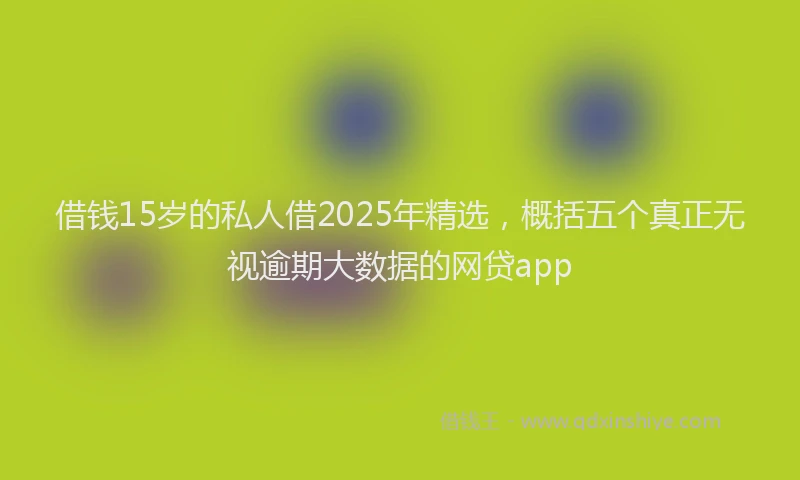 借钱15岁的私人借2025年精选，概括五个真正无视逾期大数据的网贷app