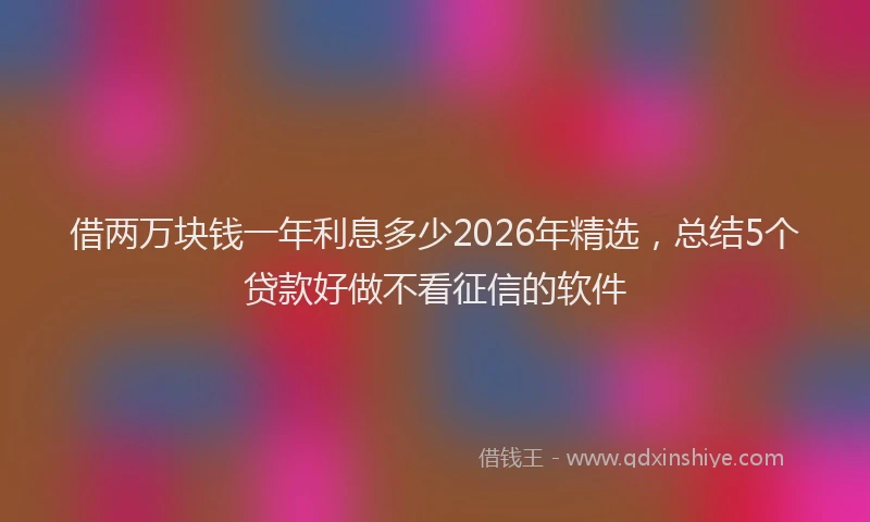 借两万块钱一年利息多少2026年精选，总结5个贷款好做不看征信的软件