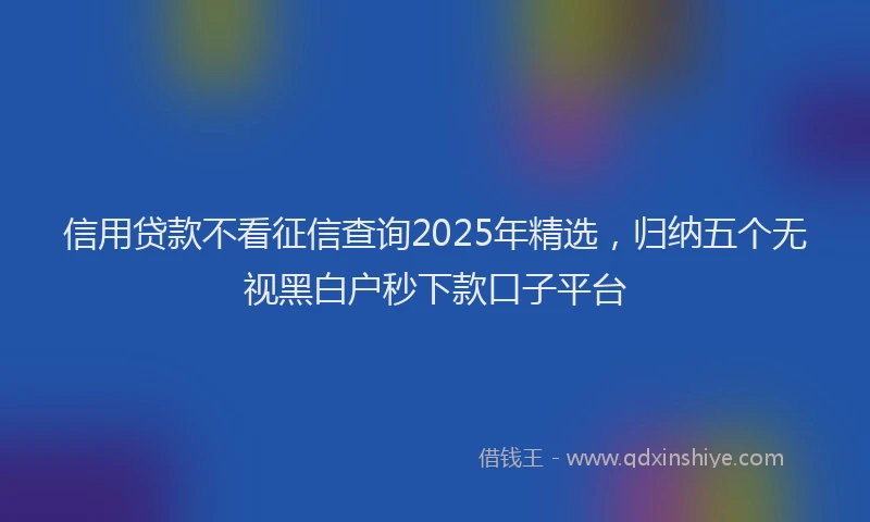 信用贷款不看征信查询2025年精选，归纳五个无视黑白户秒下款口子平台