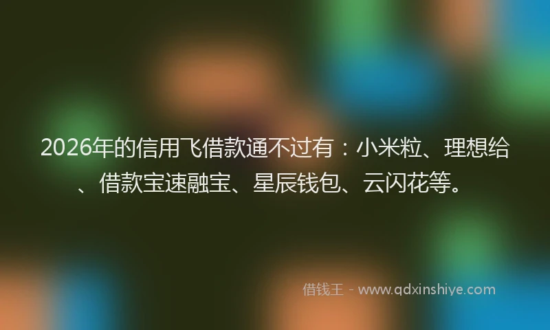 2026年的信用飞借款通不过有:小米粒、理想给、借款宝速融宝、星辰钱包、云闪花等。