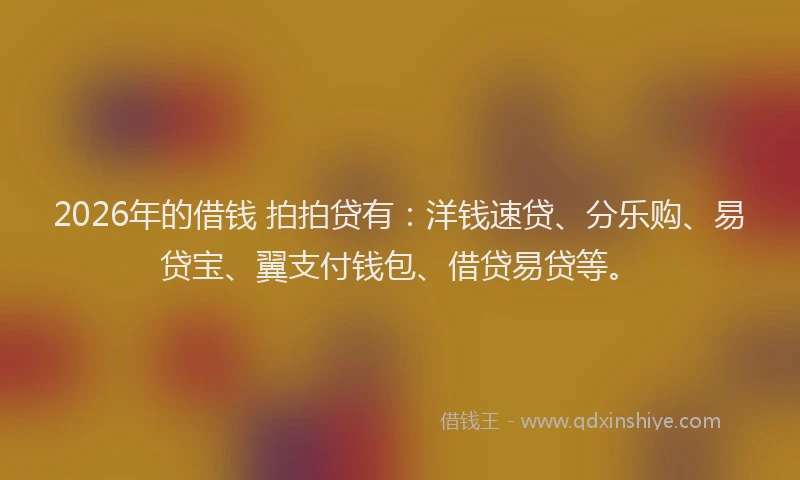 2026年的借钱 拍拍贷有：洋钱速贷、分乐购、易贷宝、翼支付钱包、借贷易贷等。