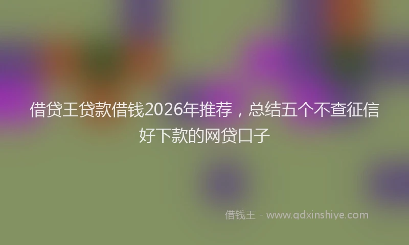 借贷王贷款借钱2026年推荐，总结五个不查征信好下款的网贷口子