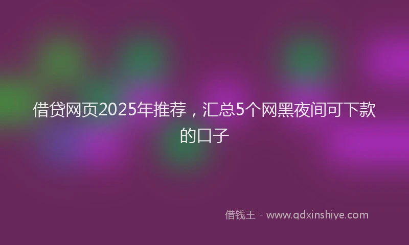 借贷网页2025年推荐，汇总5个网黑夜间可下款的口子