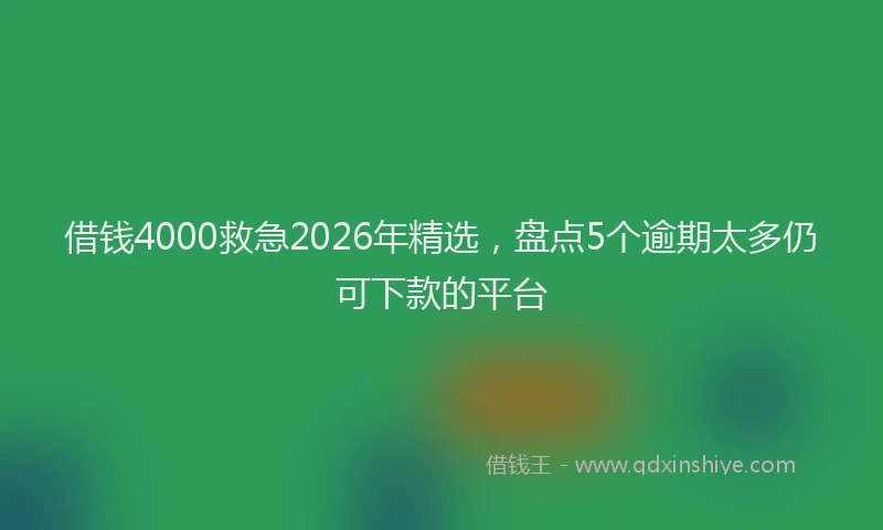 借钱4000救急2026年精选，盘点5个逾期太多仍可下款的平台
