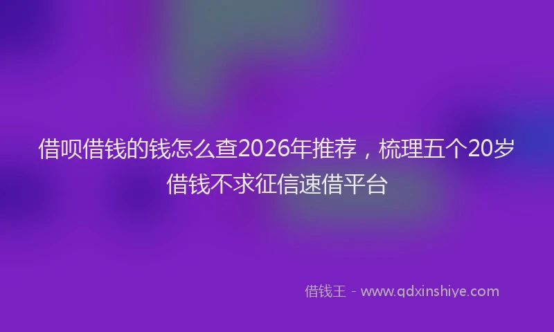 借呗借钱的钱怎么查2026年推荐，梳理五个20岁借钱不求征信速借平台