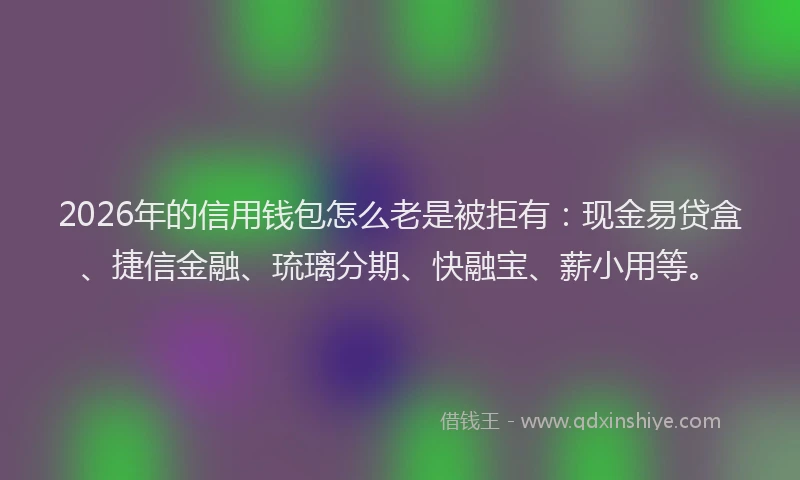 2026年的信用钱包怎么老是被拒有:现金易贷盒、捷信金融、琉璃分期、快融宝、薪小用等。
