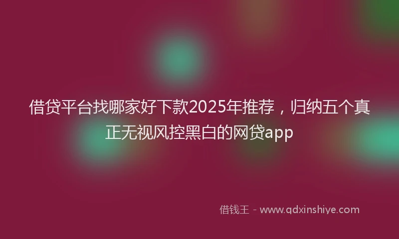 借贷平台找哪家好下款2025年推荐，归纳五个真正无视风控黑白的网贷app