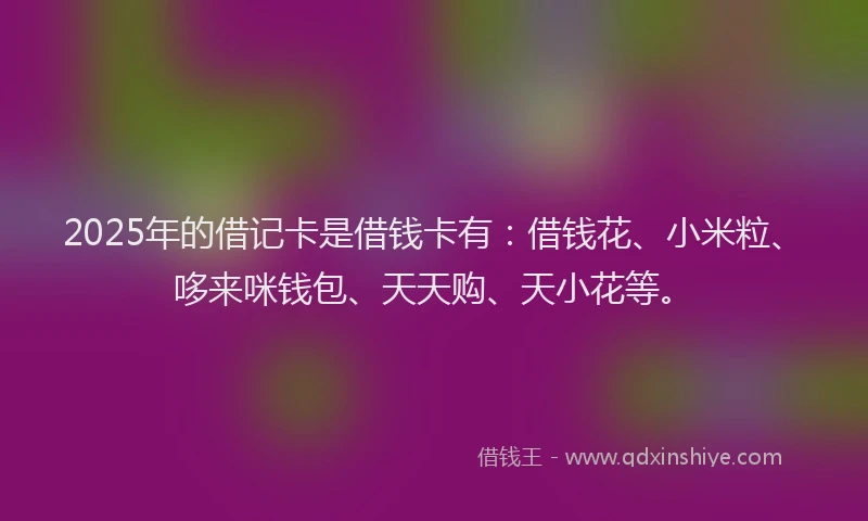 2025年的借记卡是借钱卡有:借钱花、小米粒、哆来咪钱包、天天购、天小花等。