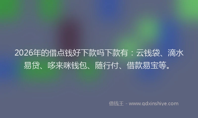 2026年的借点钱好下款吗下款有:云钱袋、滴水易贷、哆来咪钱包、随行付、借款易宝等。