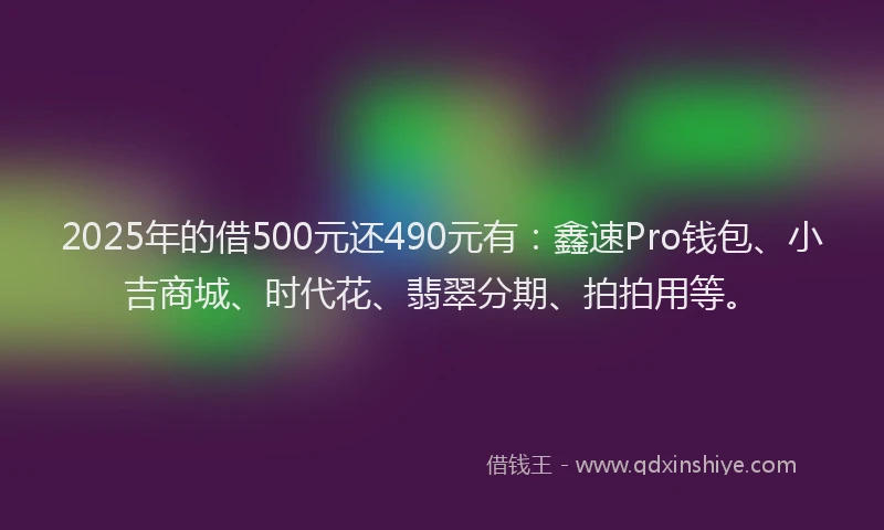 2025年的借500元还490元有：鑫速Pro钱包、小吉商城、时代花、翡翠分期、拍拍用等。