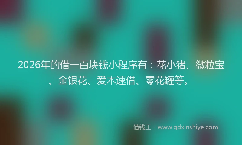 2026年的借一百块钱小程序有：花小猪、微粒宝、金银花、爱木速借、零花罐等。