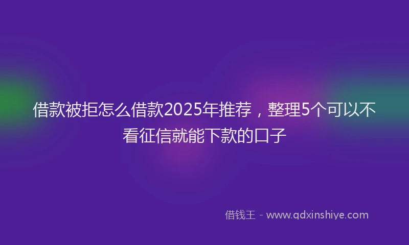 借款被拒怎么借款2025年推荐，整理5个可以不看征信就能下款的口子