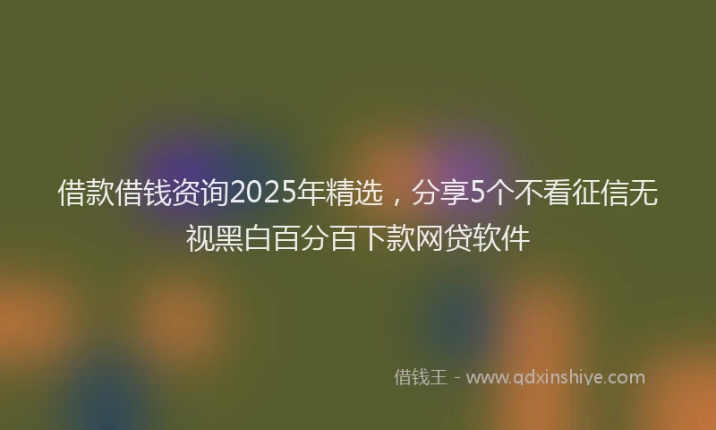 借款借钱资询2025年精选，分享5个不看征信无视黑白百分百下款网贷软件