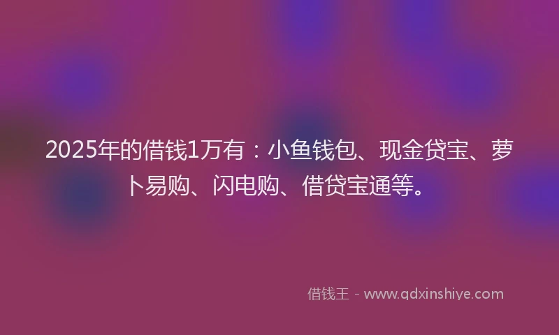2025年的借钱1万有：小鱼钱包、现金贷宝、萝卜易购、闪电购、借贷宝通等。