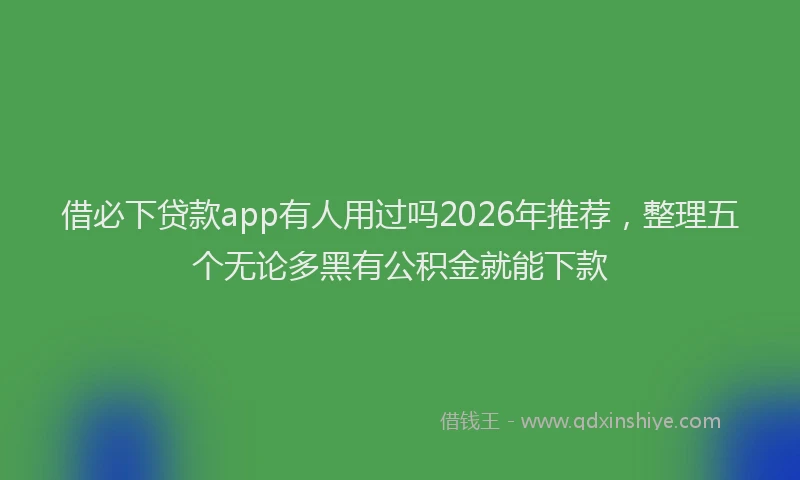 借必下贷款app有人用过吗2026年推荐，整理五个无论多黑有公积金就能下款