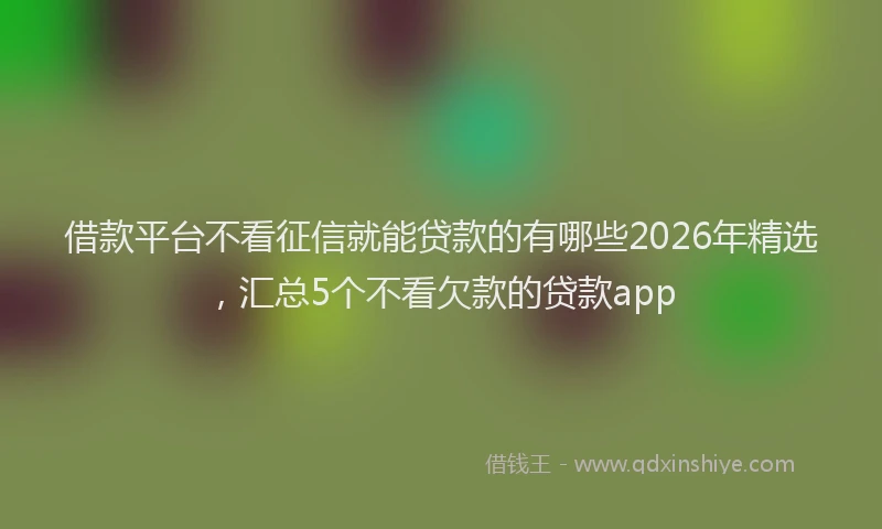 借款平台不看征信就能贷款的有哪些2026年精选，汇总5个不看欠款的贷款app