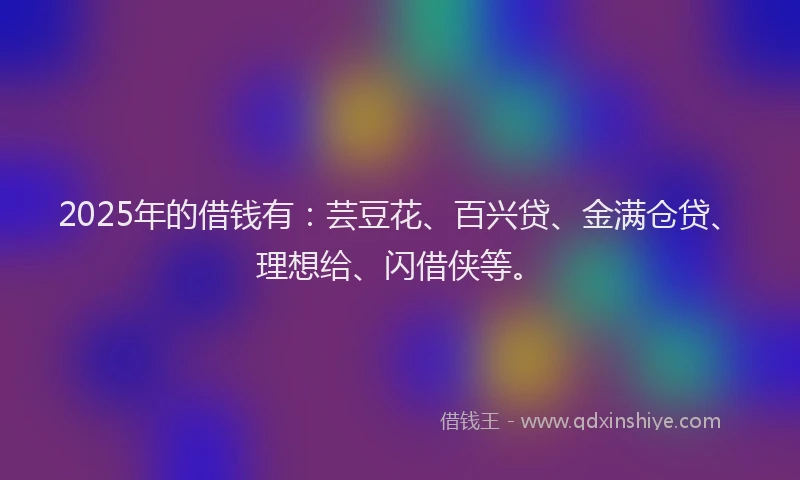 2025年的借钱有：芸豆花、百兴贷、金满仓贷、理想给、闪借侠等。