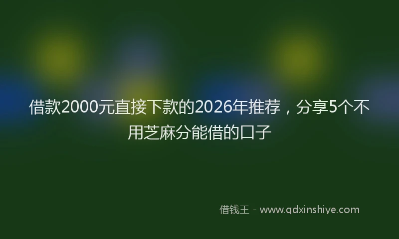 借款2000元直接下款的2026年推荐，分享5个不用芝麻分能借的口子