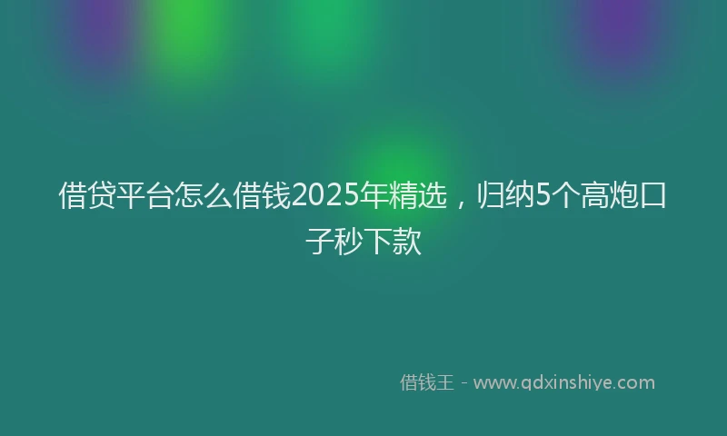 借贷平台怎么借钱2025年精选,归纳5个高炮口子秒下款
