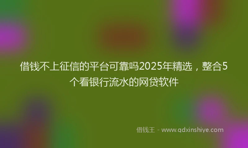 借钱不上征信的平台可靠吗2025年精选，整合5个看银行流水的网贷软件