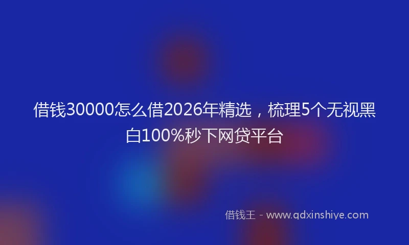 借钱30000怎么借2026年精选，梳理5个无视黑白100%秒下网贷平台