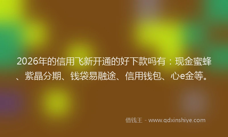 2026年的信用飞新开通的好下款吗有:现金蜜蜂、紫晶分期、钱袋易融途、信用钱包、心e金等。