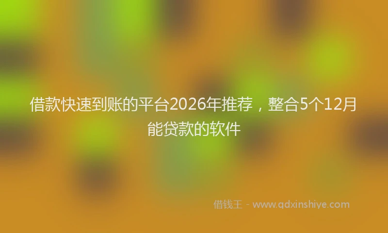 借款快速到账的平台2026年推荐，整合5个12月能贷款的软件
