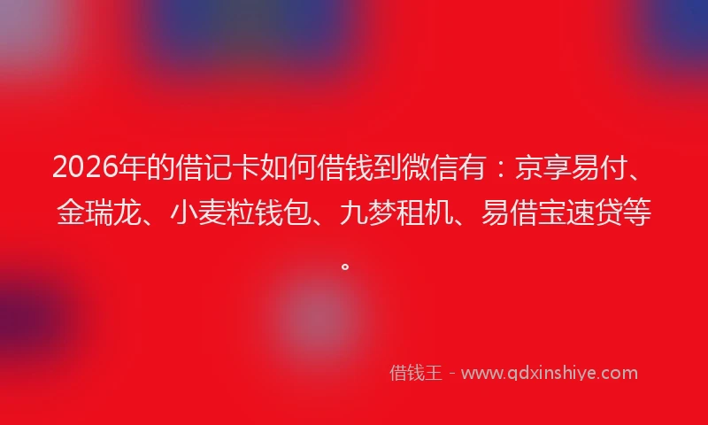 2026年的借记卡如何借钱到微信有:京享易付、金瑞龙、小麦粒钱包、九梦租机、易借宝速贷等。