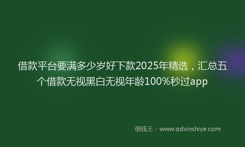 借款平台要满多少岁好下款2025年精选，汇总五个借款无视黑白无视年龄100%秒过app