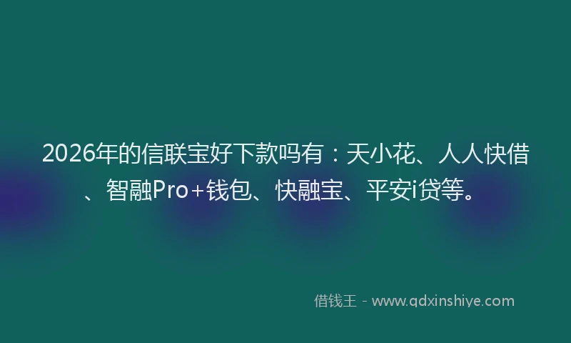 2026年的信联宝好下款吗有:天小花、人人快借、智融Pro+钱包、快融宝、平安i贷等。