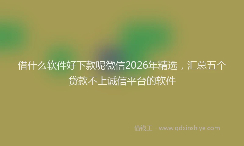 借什么软件好下款呢微信2026年精选，汇总五个贷款不上诚信平台的软件
