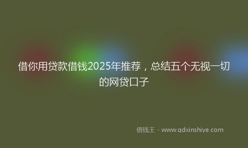 借你用贷款借钱2025年推荐，总结五个无视一切的网贷口子