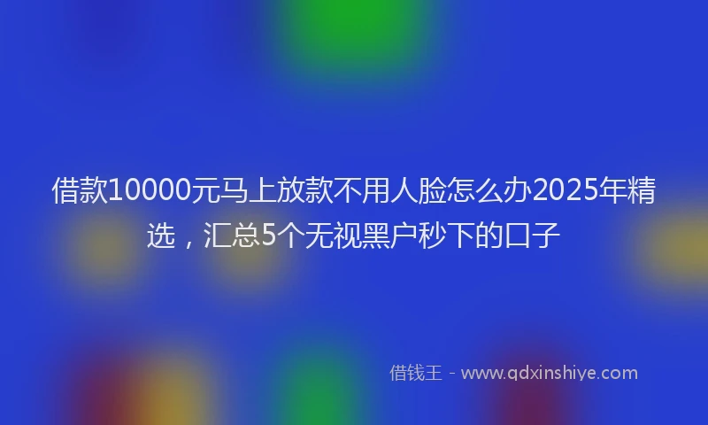 借款10000元马上放款不用人脸怎么办2025年精选,汇总5个无视黑户秒下的口子
