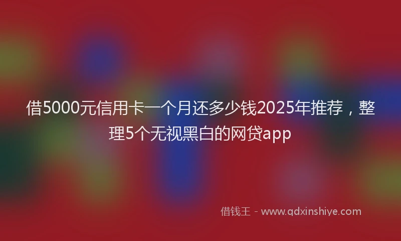 借5000元信用卡一个月还多少钱2025年推荐，整理5个无视黑白的网贷app