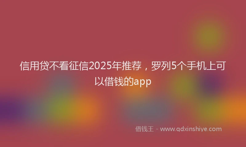 信用贷不看征信2025年推荐，罗列5个手机上可以借钱的app