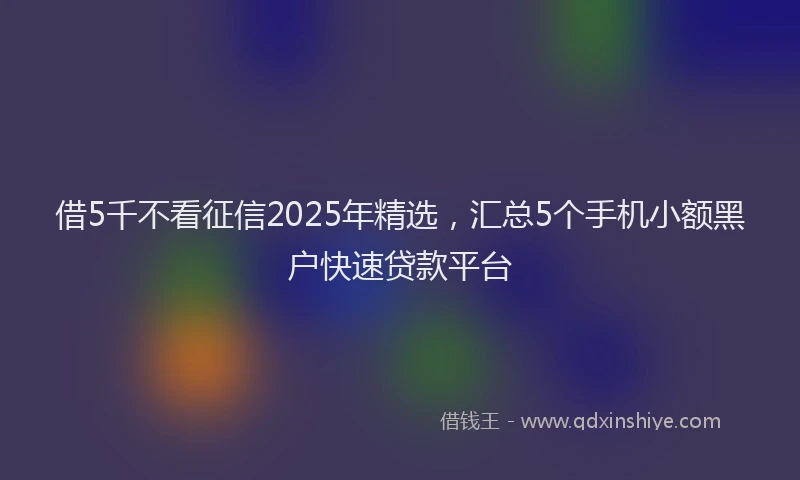 借5千不看征信2025年精选,汇总5个手机小额黑户快速贷款平台