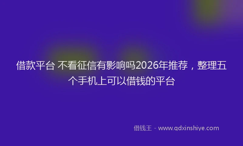 借款平台 不看征信有影响吗2026年推荐，整理五个手机上可以借钱的平台
