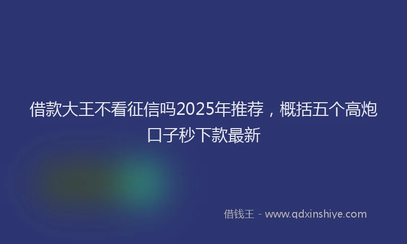 借款大王不看征信吗2025年推荐，概括五个高炮口子秒下款最新