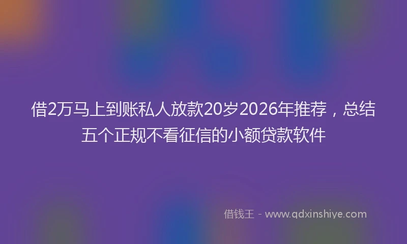 借2万马上到账私人放款20岁2026年推荐,总结五个正规不看征信的小额贷款软件