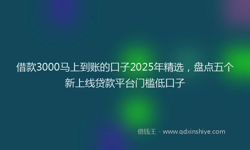 借款3000马上到账的口子2025年精选，盘点五个新上线贷款平台门槛低口子