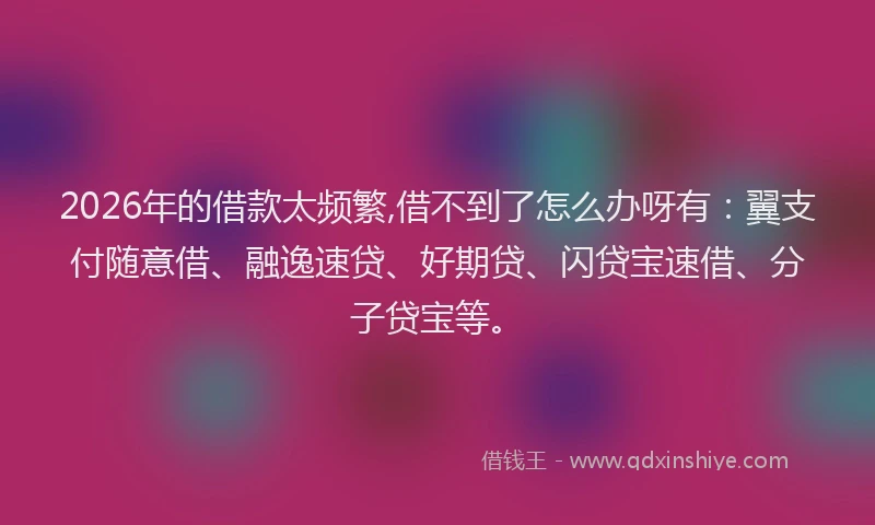 2026年的借款太频繁,借不到了怎么办呀有:翼支付随意借、融逸速贷、好期贷、闪贷宝速借、分子贷宝等。