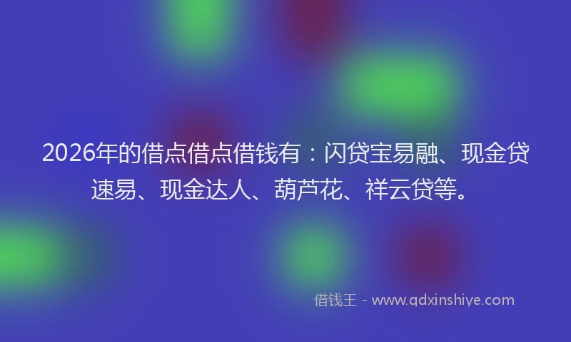 2026年的借点借点借钱有：闪贷宝易融、现金贷速易、现金达人、葫芦花、祥云贷等。