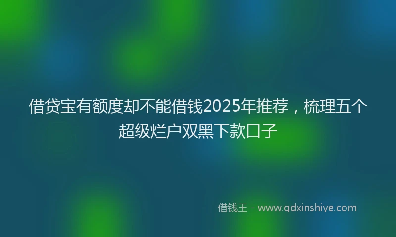 借贷宝有额度却不能借钱2025年推荐，梳理五个超级烂户双黑下款口子
