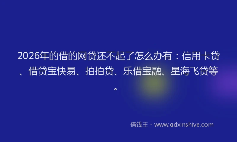2026年的借的网贷还不起了怎么办有:信用卡贷、借贷宝快易、拍拍贷、乐借宝融、星海飞贷等。