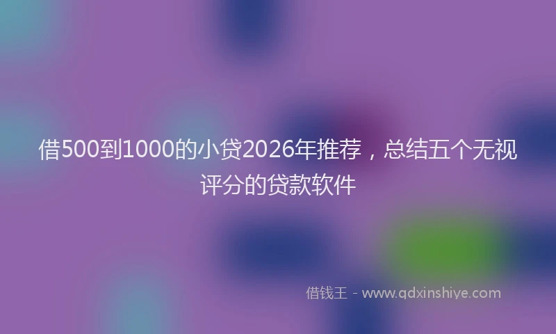 借500到1000的小贷2026年推荐，总结五个无视评分的贷款软件
