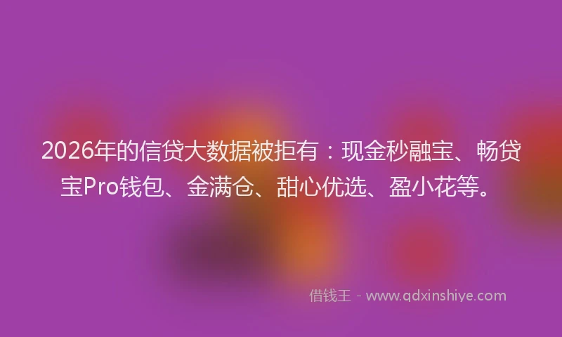 2026年的信贷大数据被拒有:现金秒融宝、畅贷宝Pro钱包、金满仓、甜心优选、盈小花等。