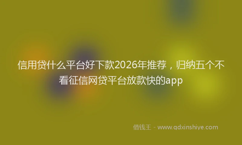 信用贷什么平台好下款2026年推荐，归纳五个不看征信网贷平台放款快的app
