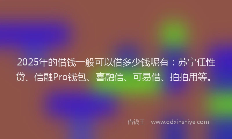 2025年的借钱一般可以借多少钱呢有：苏宁任性贷、信融Pro钱包、喜融信、可易借、拍拍用等。