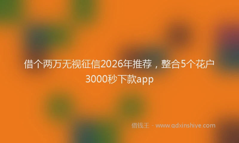 借个两万无视征信2026年推荐，整合5个花户3000秒下款app